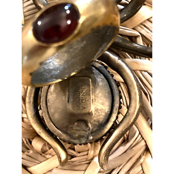 RARE 90s Linda Levinson Matte Gold, Crystal & GARNET Ring, Fall Jewelry, Vintage - Picture 8 of 12
